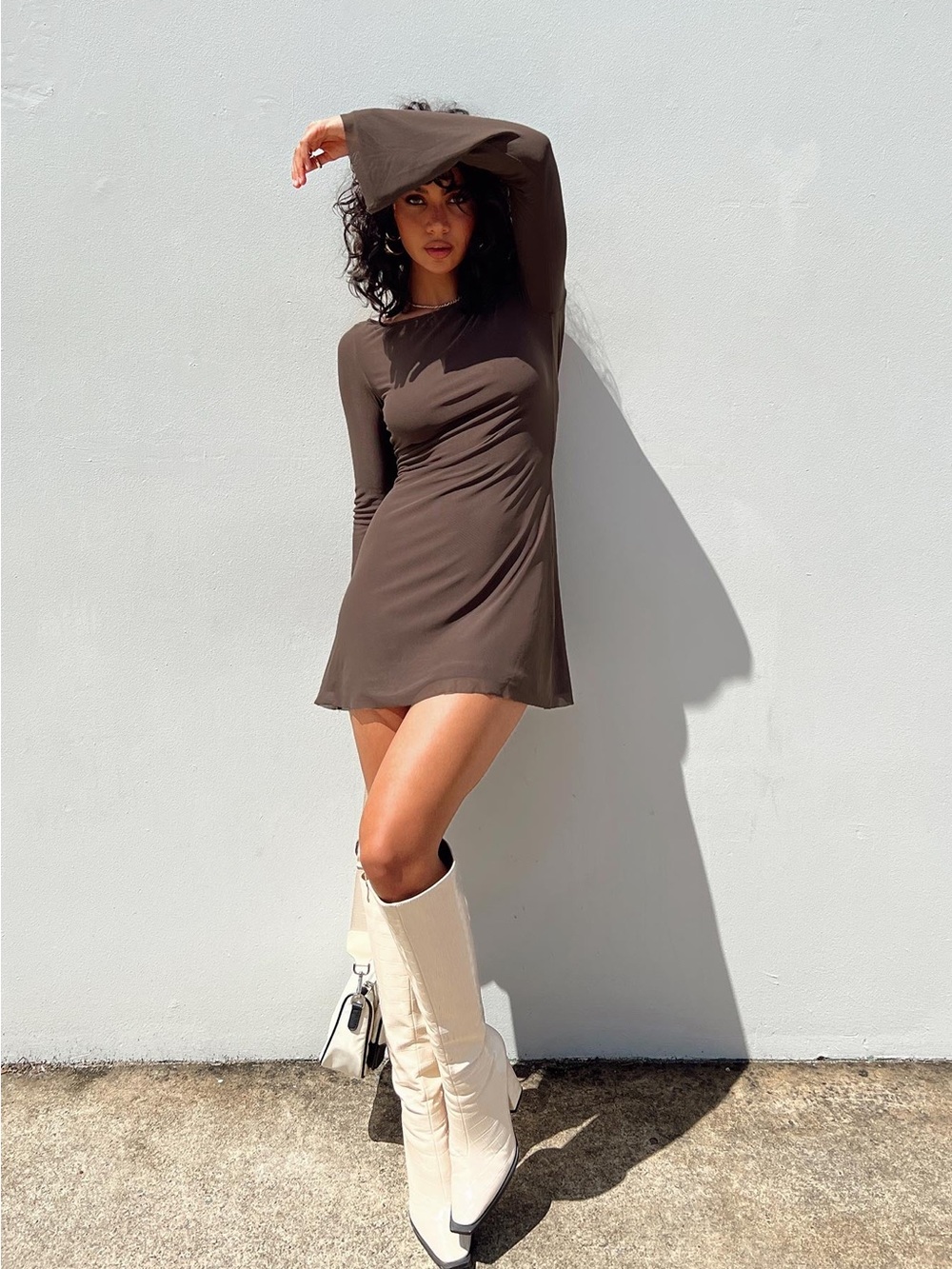 Princess Lukea Long Sleeve Mini Dress Brown